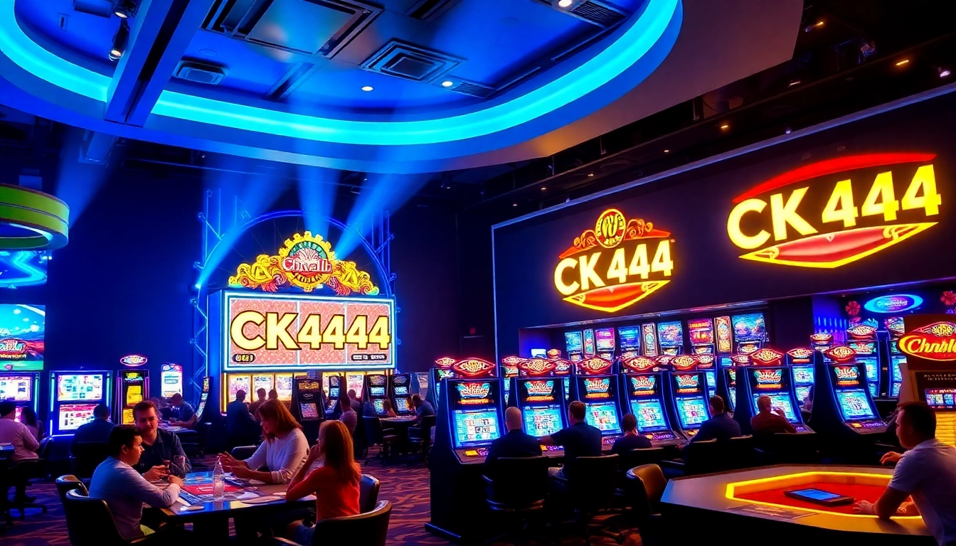 CK4444 net branding displayed on a sleek gaming interface featuring slots and live dealer tables for engaging online casino experience.